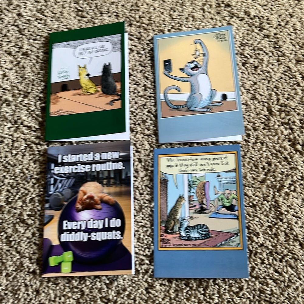 Bundle of 4 Cat theme Birthday Cards